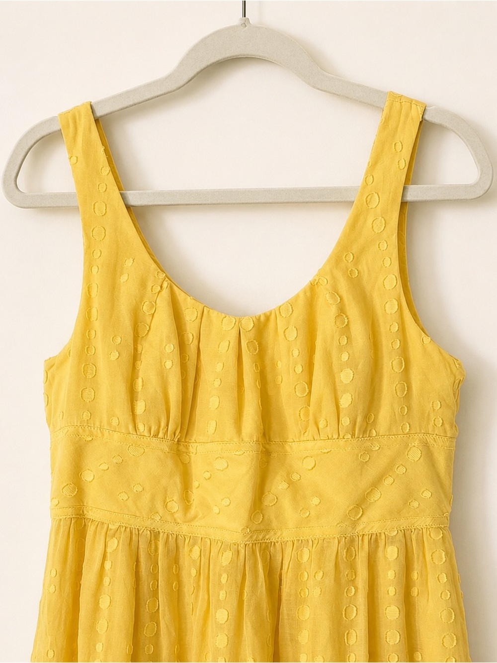 Vince Yellow Textured Cotton Silk Sleeveless Fit & Flare Dress Size 12 - Picture 3 of 9